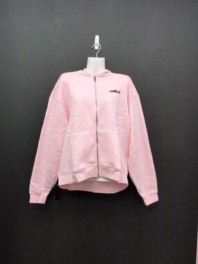 Boohooman Oversized Boxy Pastel Zip Through Hoodie Men US Medium Pink